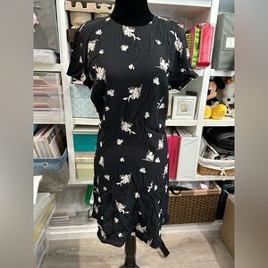 Something Navy Black and White Flutter Sleeve Sheath Dress